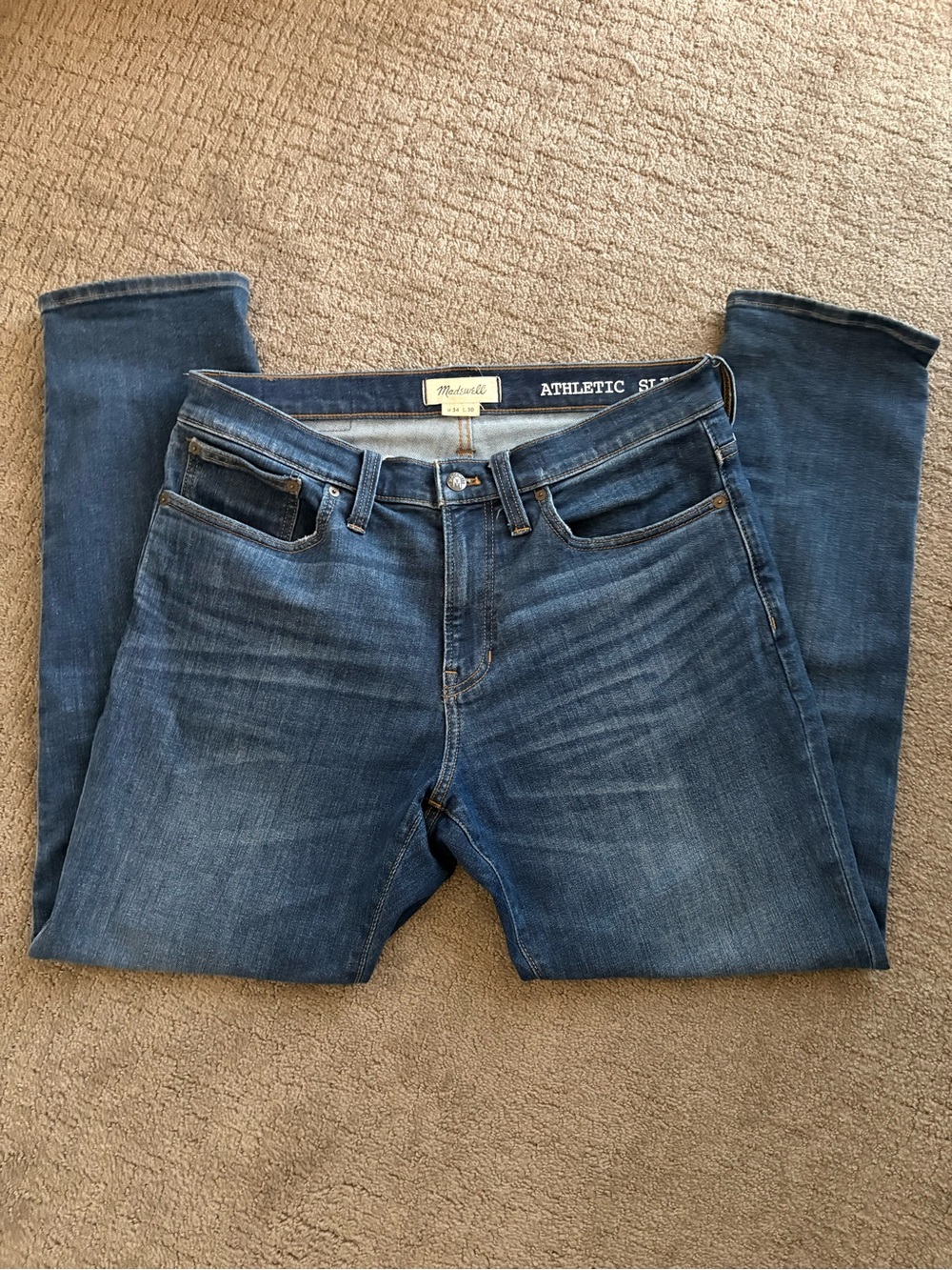 Madewell Men's Performance Jeans - Dark Blue Wash EUC